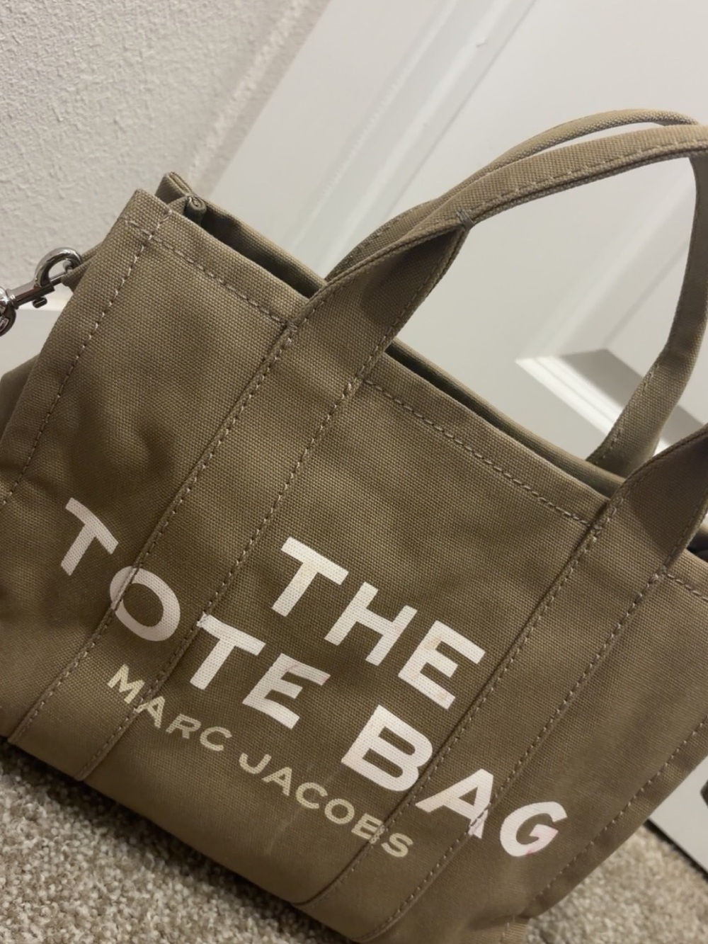 Marc Jacobs Olive Canvas Tote with White Logo
